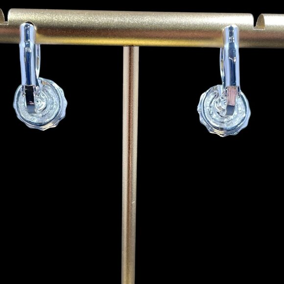 Swarovski Rose Crystal Drop Earrings Silver Coquette Romantic Christmas Gift - Picture 5 of 6